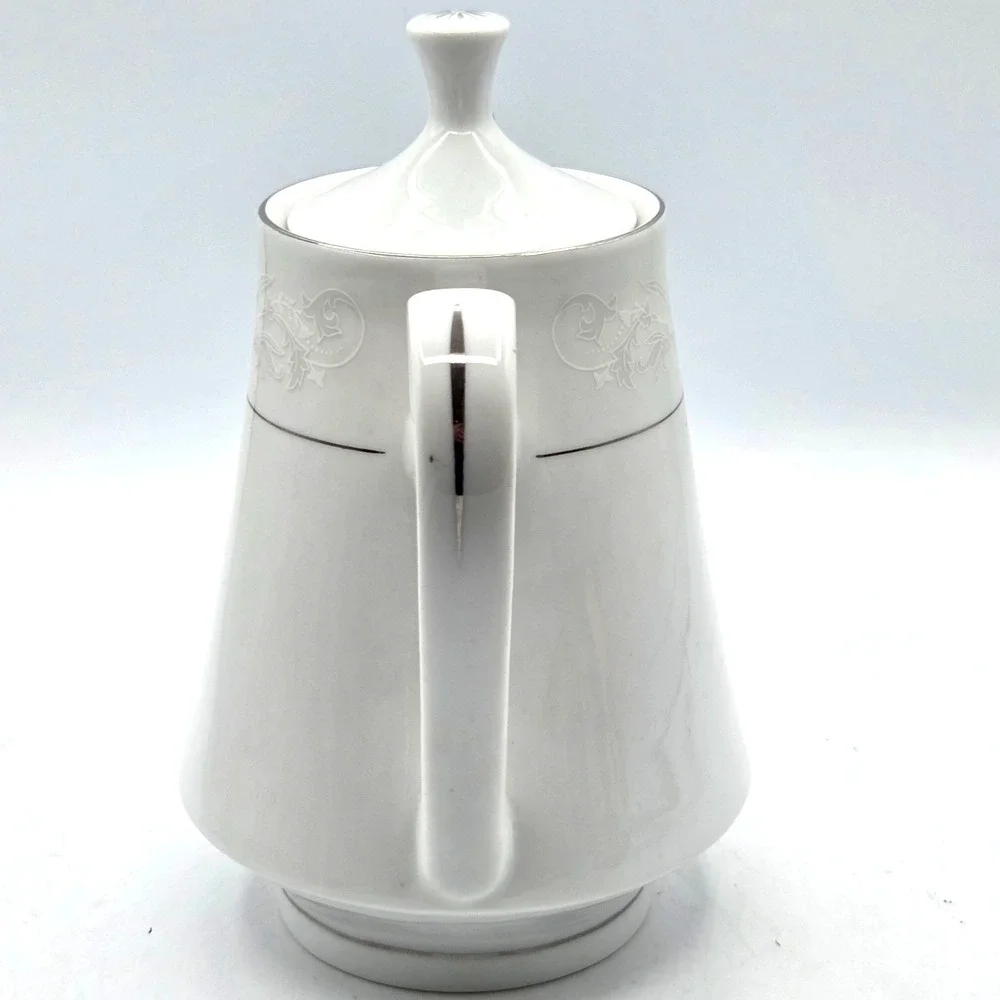 Crown‎ Ming Fine China Jian Shiang Teapot - Royal Palm Design, Silver Trim